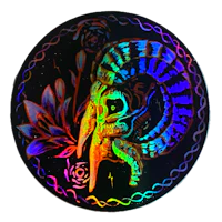 a colorful circle with an image of a bird on it